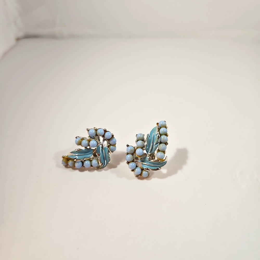 Enamel Baby blue vintage Coro earrings